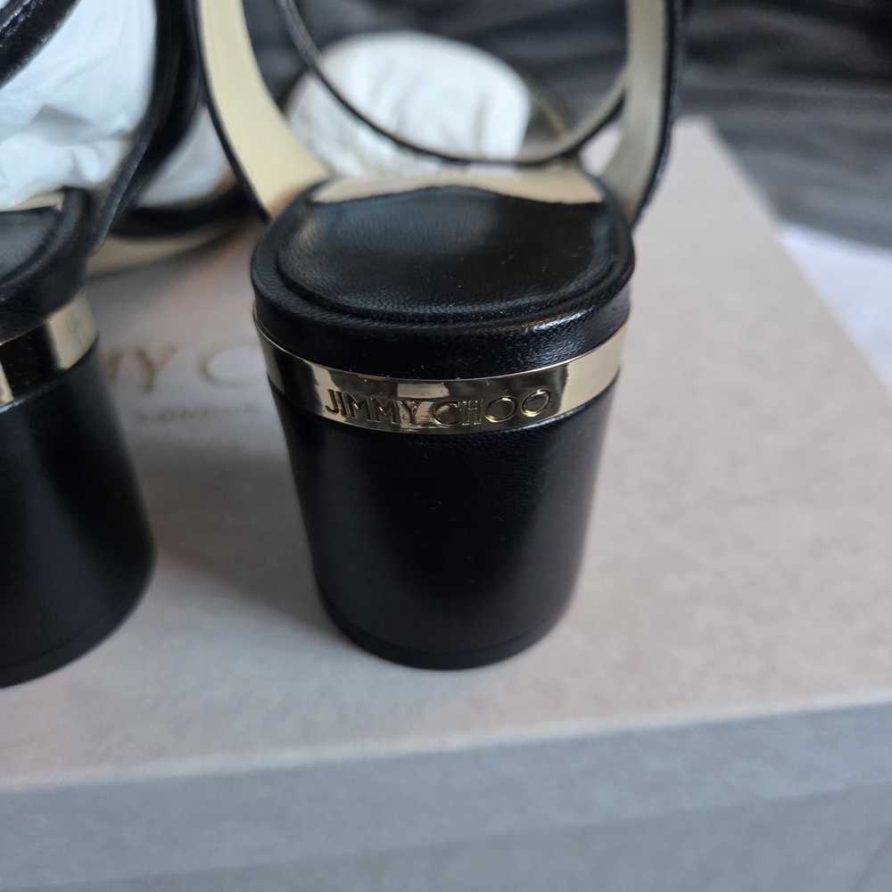 BNIB Jimmy Choo Black and Gold Sandals - Picture 5 of 14